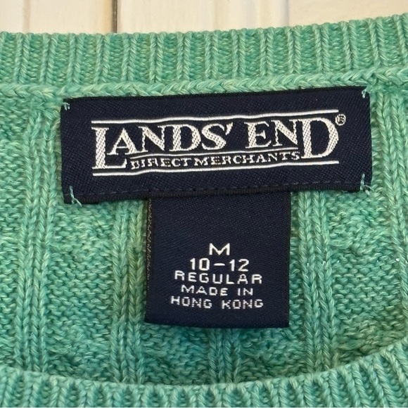 Lands’ End Teal Green 3/4 Sleeves Cotton Sweater Medium M - Picture 3 of 4
